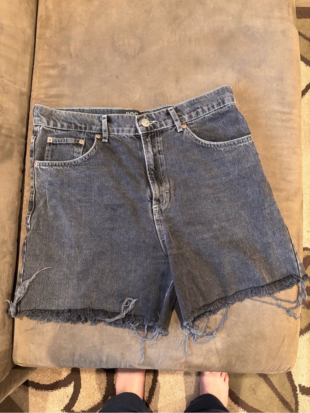 BDG Washed Black Frayed Hem Denim Shorts
